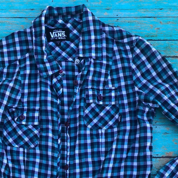 {vans} plaid long sleeve button-up - Picture 3 of 6